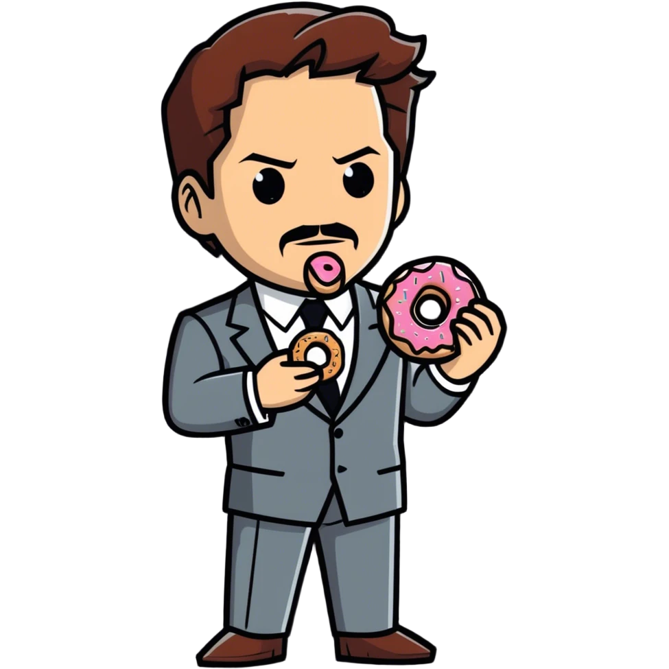 Tony Stark eats a donut. emoji