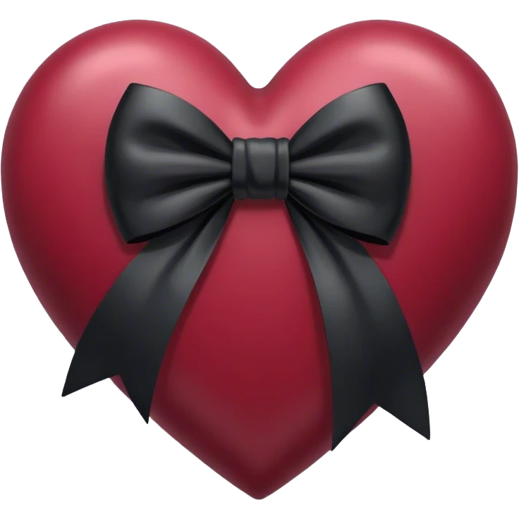 burgundy  heart with black bow emoji