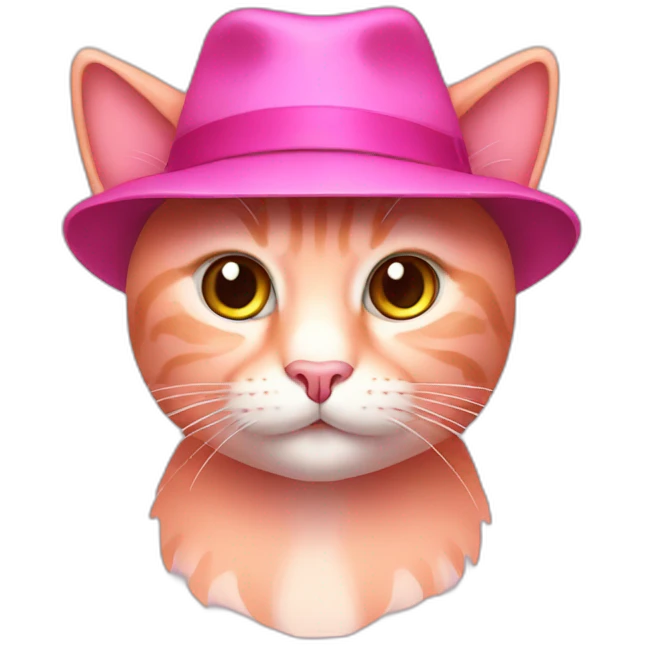 pink cat with hat emoji