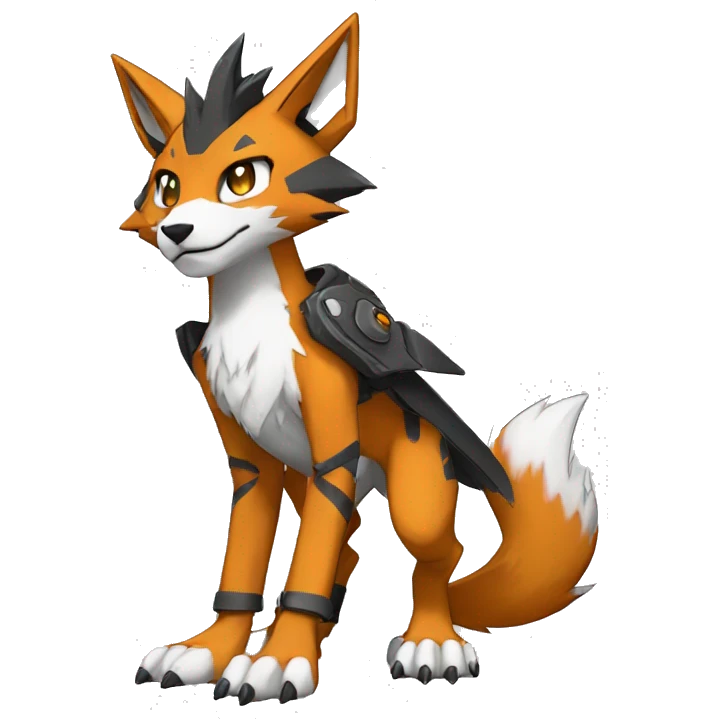  Cool Edgy Digimon-Fakemon-Fox with edgy markings full body emoji