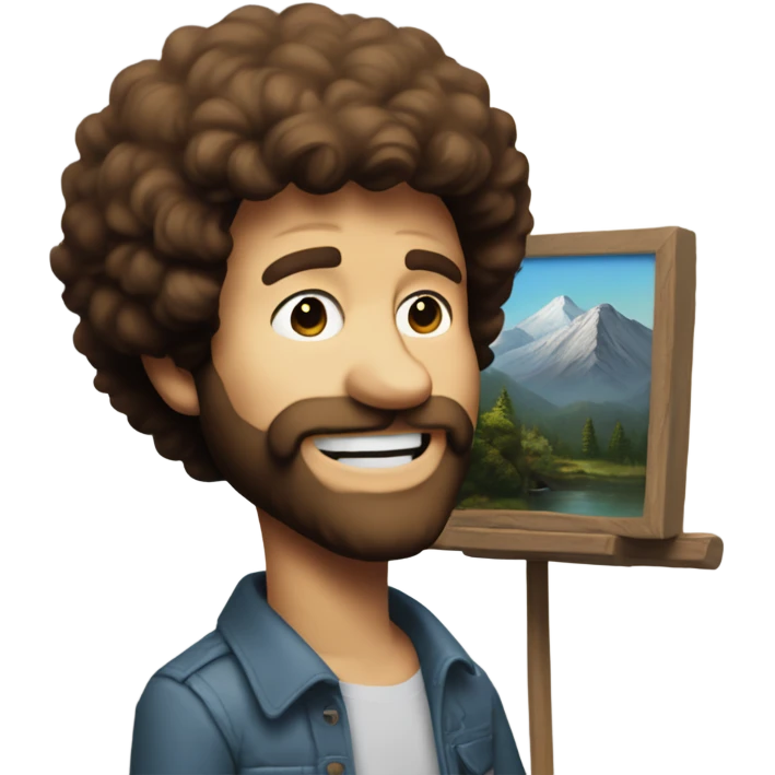 Bob Ross painting a sigma boy emoji