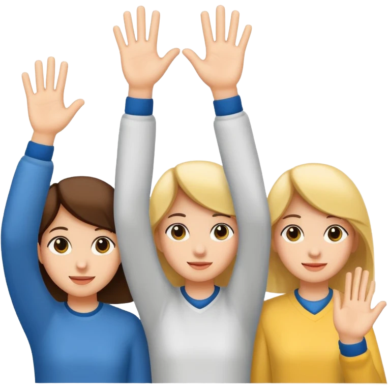 3 students put 1 hand up emoji