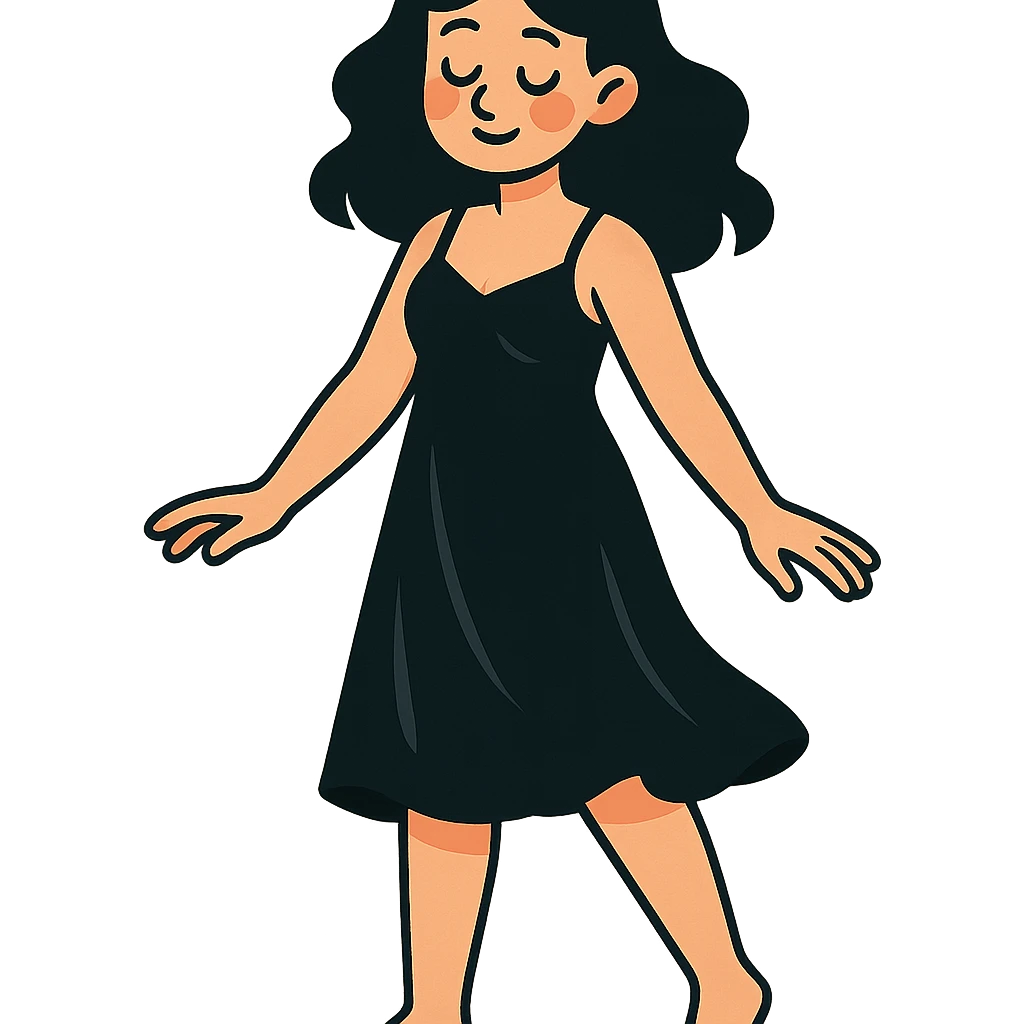 black nightgown, soft and flowing cartoon style emoji