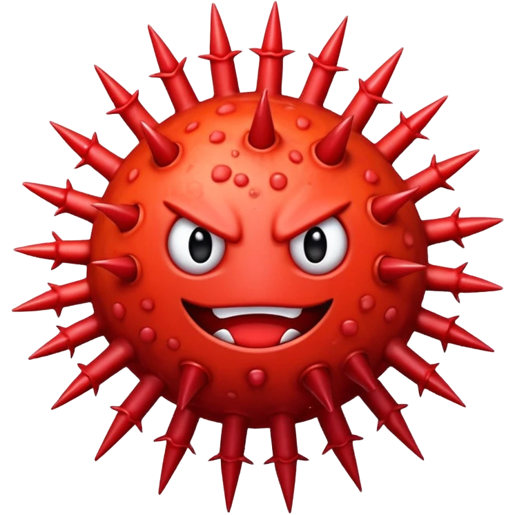 cartoon red virus with spikes emoji