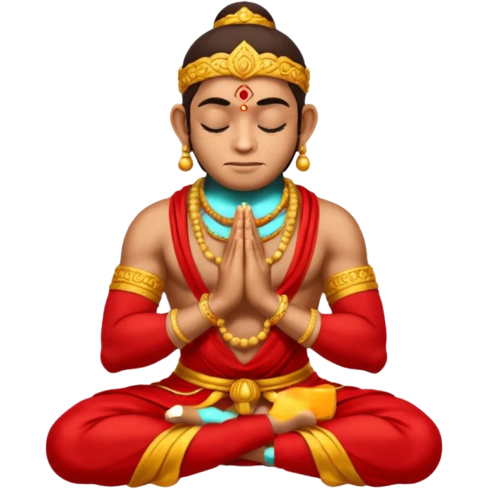 Hanuman ji seated and praying with close eyes emoji