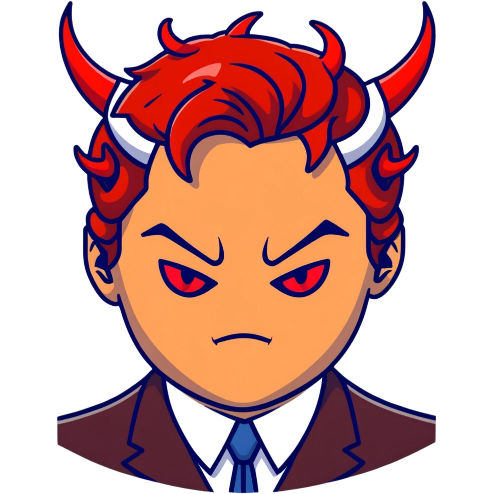 Leonardo DiCaprio devil avatar with red eyes and horns emoji
