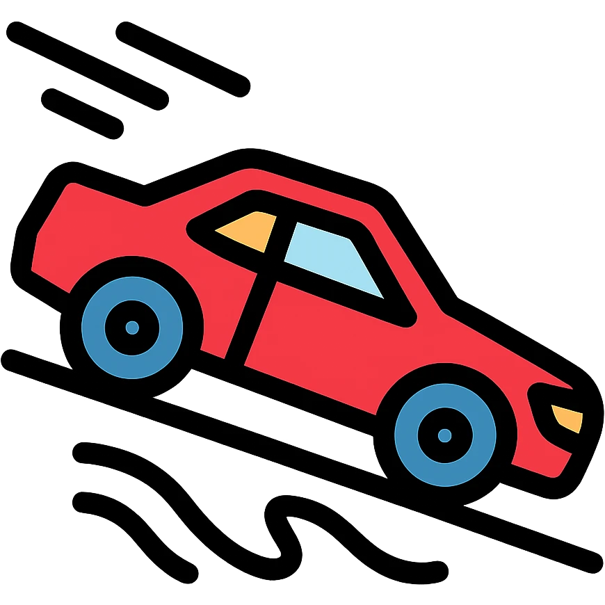 extreme car driving, dynamic, modern icon style emoji