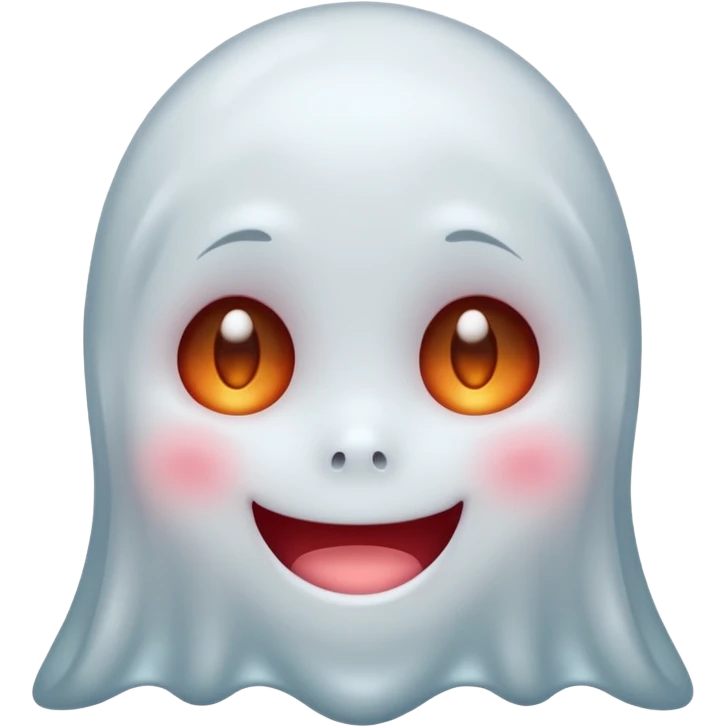 little cute ghost is smiling with blushed face, only fave emoji