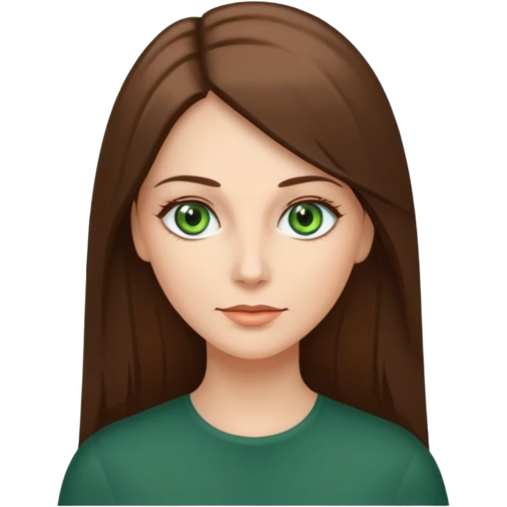 Pretty middle age woman with green eyes and long straight Ash-brown hair  emoji