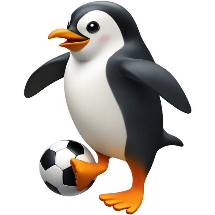 Penguin playing soccer emoji