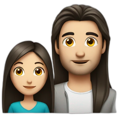 a brunette guy and long straight dark hair lady with a book emoji