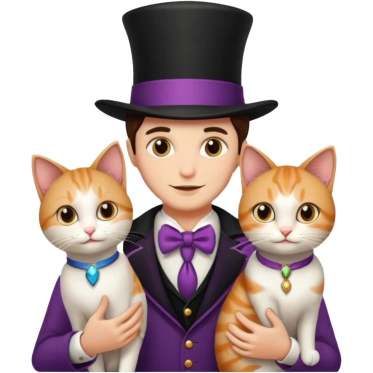 magician couple and their pet cat emoji