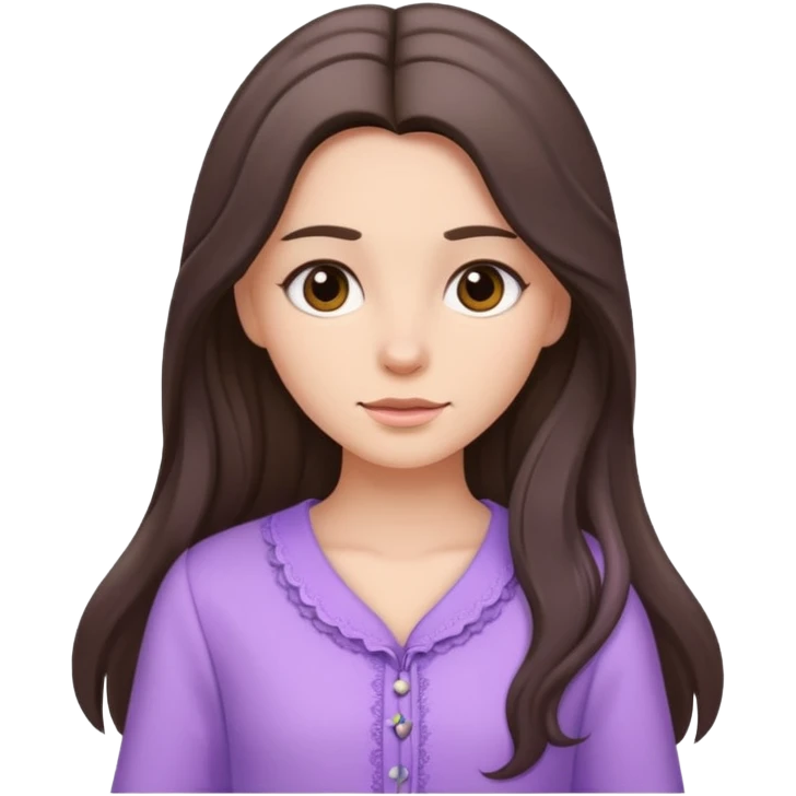 brunette with long hair in lavender clothes emoji