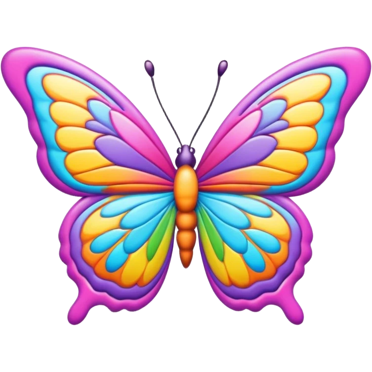 3D, psychedelic colored hippie style border with a butterfly emoji