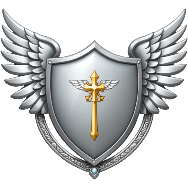 holy emblem with silver wings and shield in the middle emoji