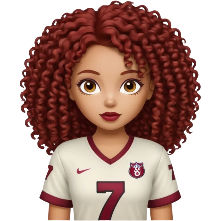 a pretty bratz dusky girl with dark red curly hair and a jersey on emoji
