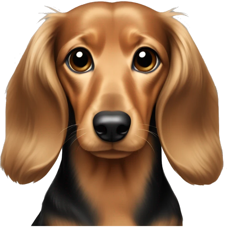 Light brown and black long haired dachshund  emoji