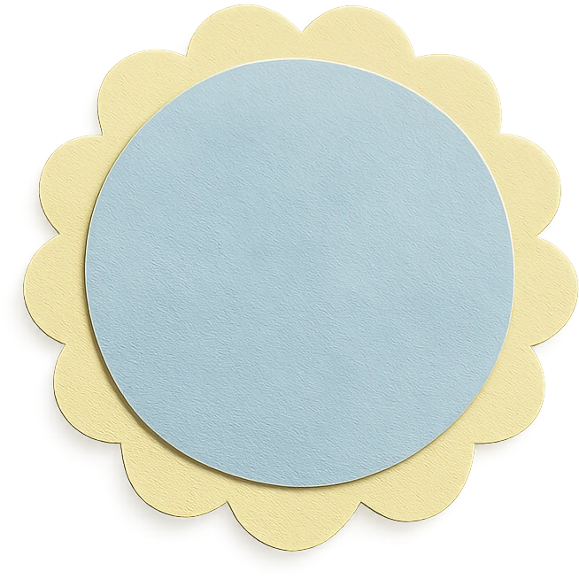 soft pastel scalloped edge note card sticker with a pastel blue background emoji