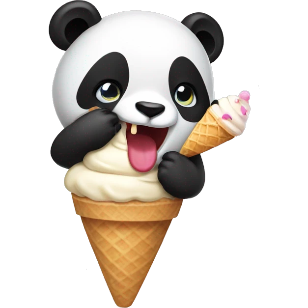 Panda eating ice cream emoji