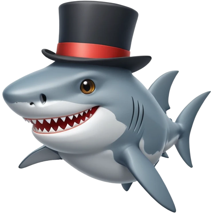 Shark with a top hat emoji