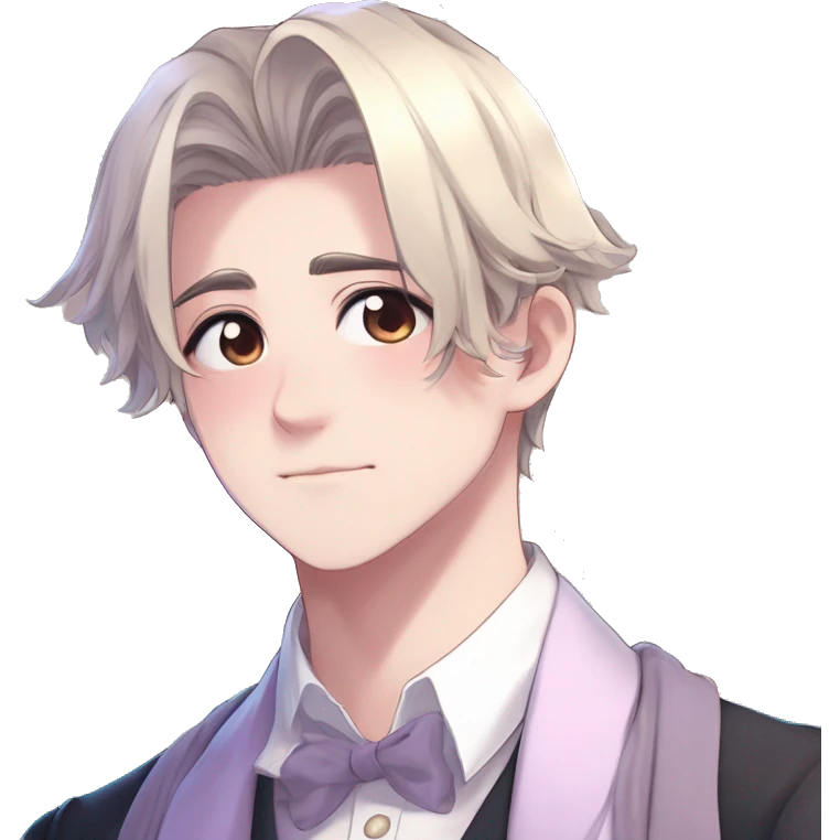 Gorgeous romantic hot attractive anime style modern gentlemanly anime shojo guy with pretty ponytail hair and colorful eyes and blushing face aesthetic trending style  pastelcore cottagecore kawaiicore emoji