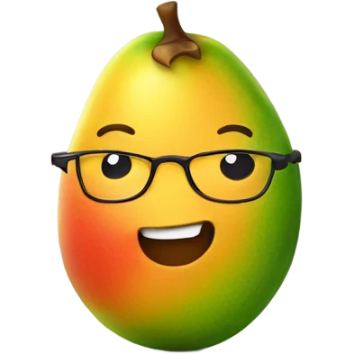 A beautifully colored mango but it has a cute little face and slight smile and nerdy glasses emoji
