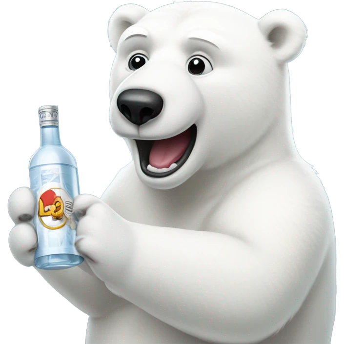 A polar bear drinking vodka emoji