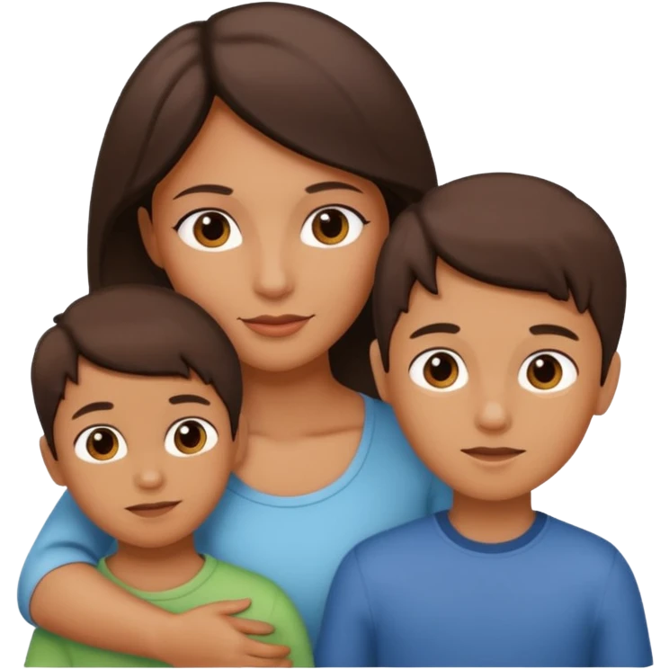 Mamá y dos hijos niño y niña  emoji