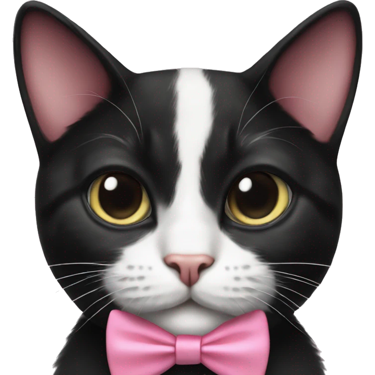 Tuxedo cat with pink bowtie emoji