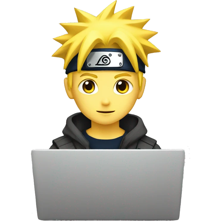 yellow hair naruto coding with laptop emoji