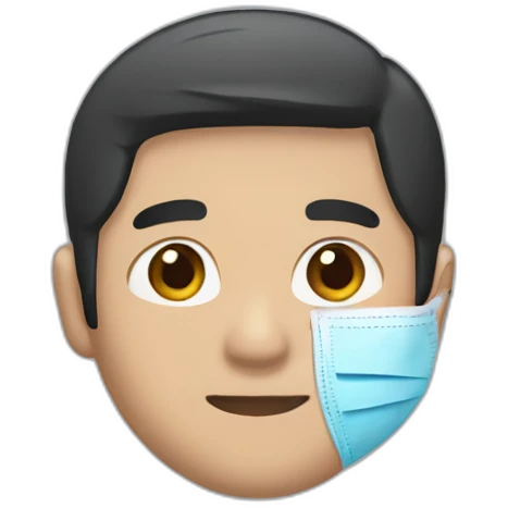 Asian Man with Black Hair, N95 Mask, and Blue Oxford Shirt emoji