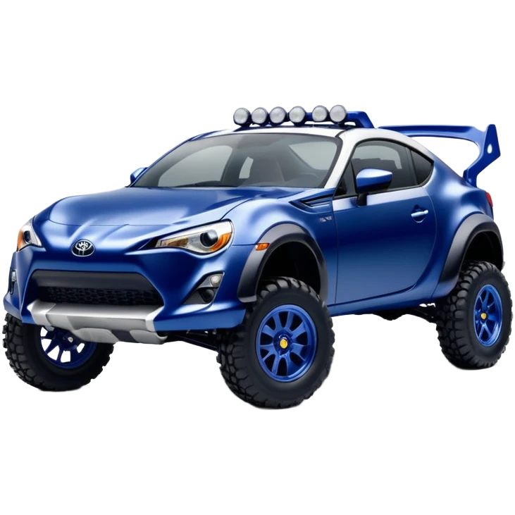 Long wheelbase widened pearly midnight snow dark blue 2nd generation 2025 Toyota 86 off-road racer chrome nerf bars  emoji