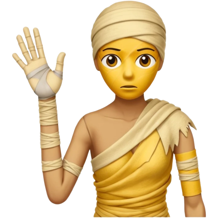 mummy Human figure wrapped in yellowed bandages, one arm stretched forward.
 emoji