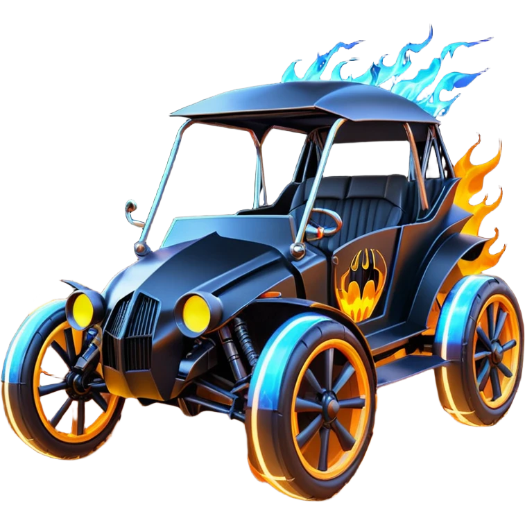 Mad max survival apocalypse ghostly Darth Vader’s Batman-armored 1886 black graphite colored school buggy with horizontal holographic flames painted on the side and neon under glow  emoji