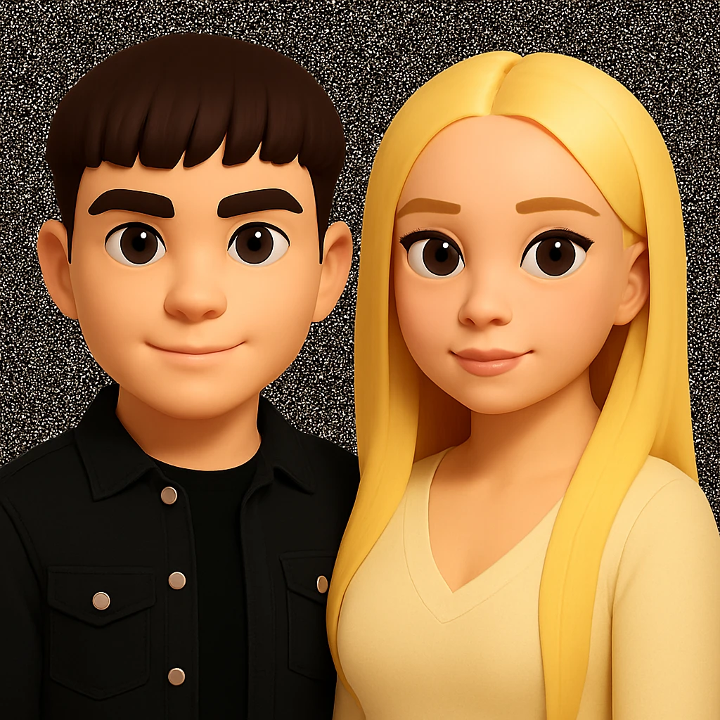 Slightly increase the volume of the upper body of the girl and rotate her to face forward, maintaining the style of the original image. emoji