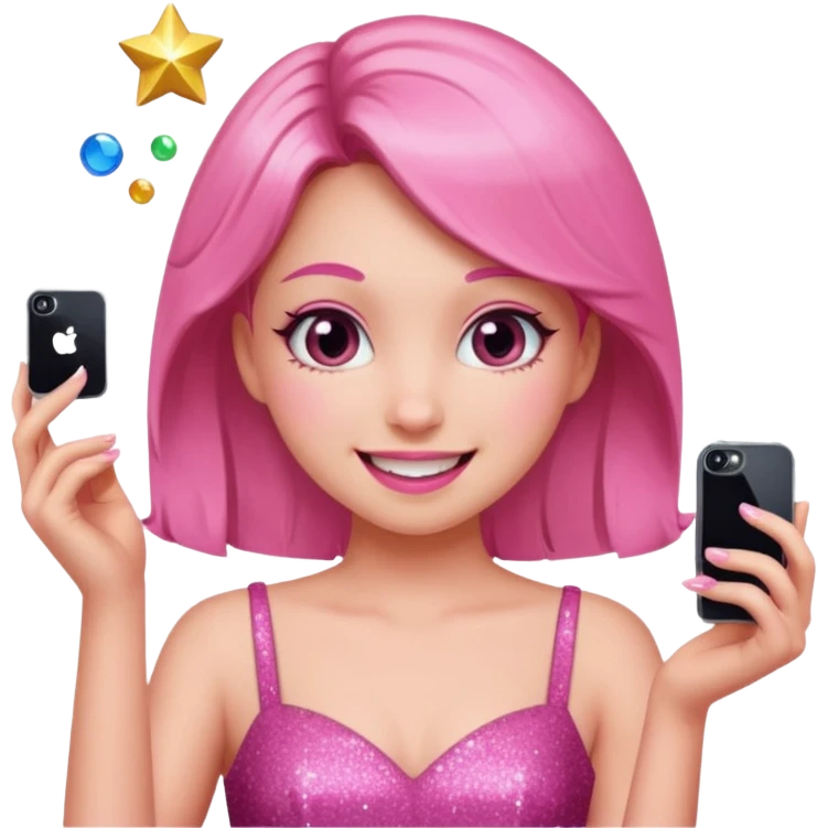 glitter pink girl naughty selfie emoji