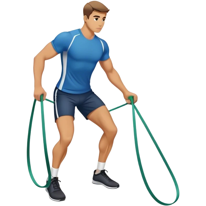 man stepping on resistance band emoji