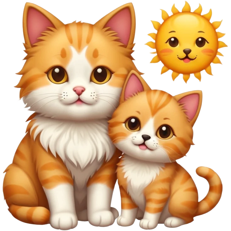 Cat  and puppy and sun  emoji