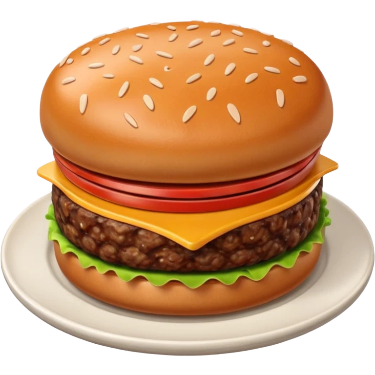 A 3D cartoon portion of minced meat shaped like a burger patty on a plate, soft lighting, Memoji-style. emoji
