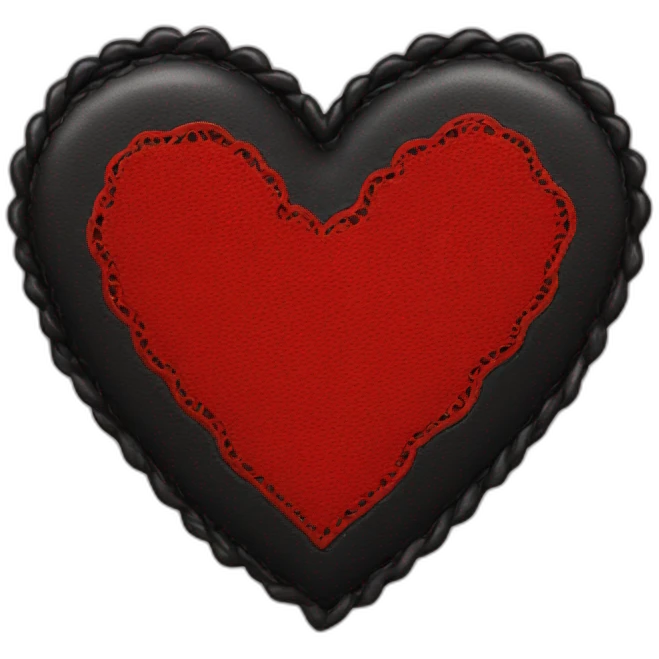 Black leather heart with red lace border emoji