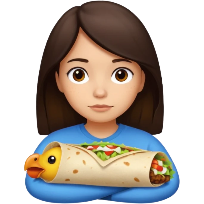 Girl with DARKBROWN  hair "resting chicken burrito face" emoji