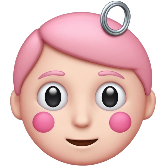 Make me a normal blush emoji with a gooner tag on top of the head (paperclip) and without the eyebrows of it apple style keep it emoji