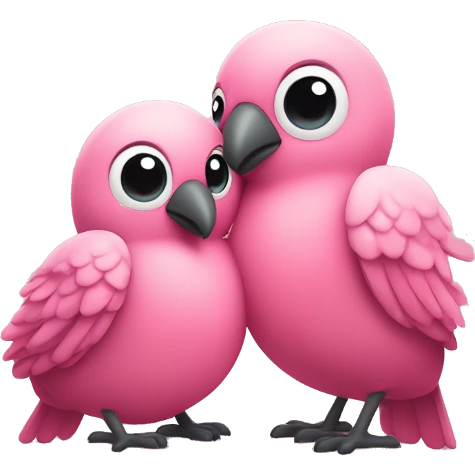 Two cute pink birds are hugging each other and are forming a heart shape expressing love and affection  emoji