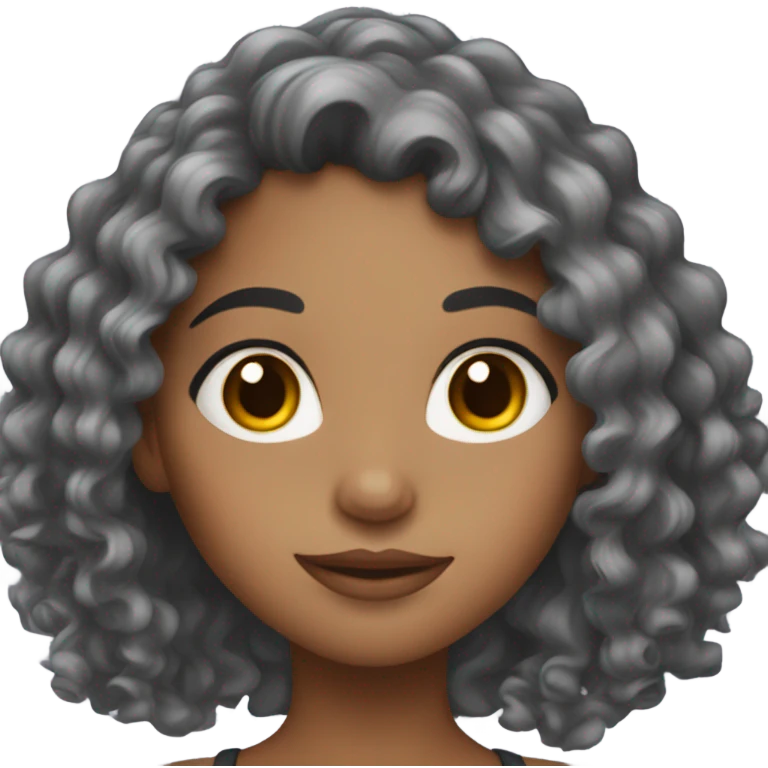 Mixed girl with long curly hair and long eyelashes emoji