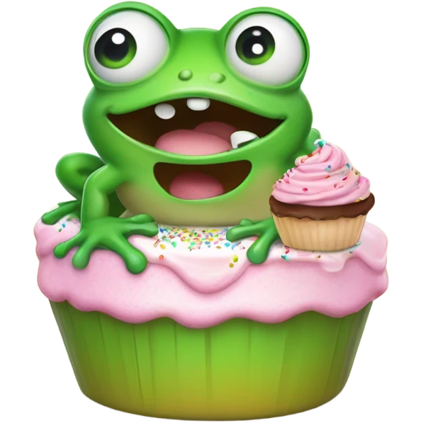 Frog holding cake emoji