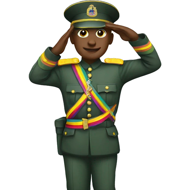 A soldier in a rainbow uniform saluting emoji