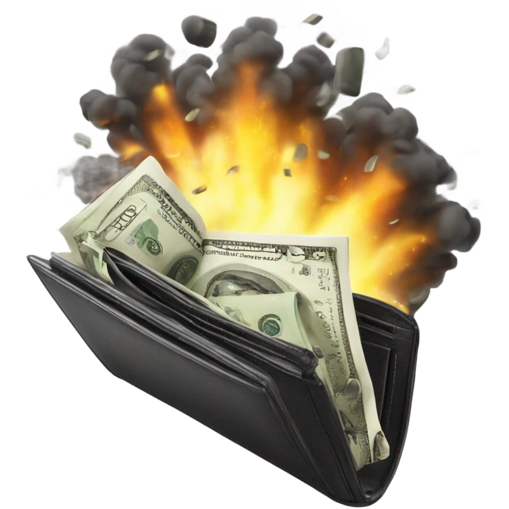 wallet exploding full of cash emoji