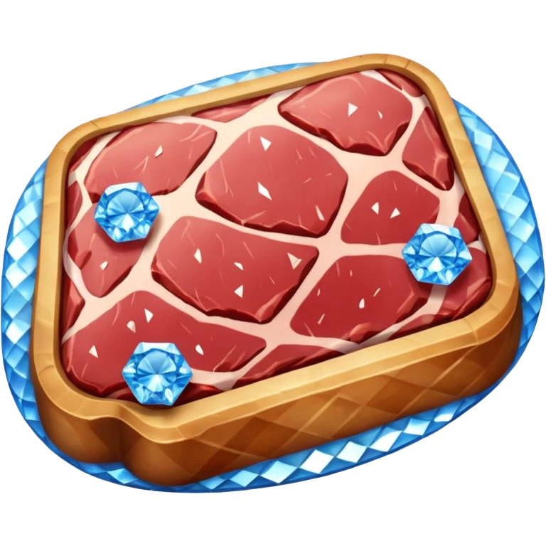 Meat with diamond textur and blue color emoji