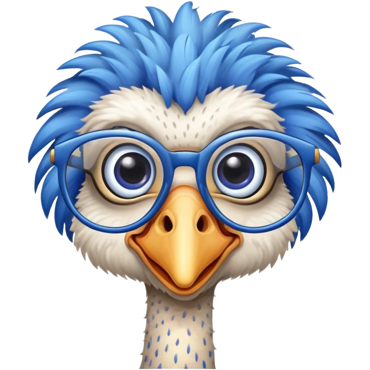 Blue Ostrich with eyeglasses emoji
