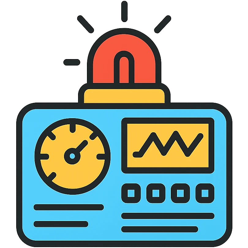 icon for signal.ai, dashboard for first responders, combining a digital display and emergency light, sleek and modern, tech-inspired emoji